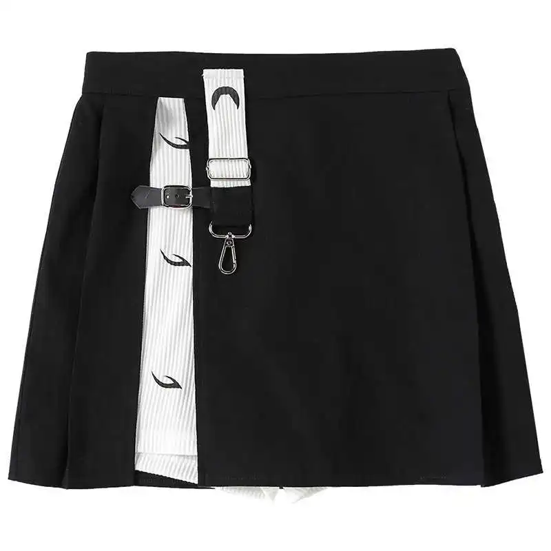 

2020 Autumn Women's New High Waist Black and White Color Matching Split Skirt