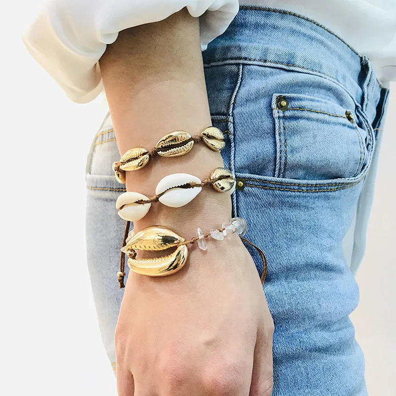 

Vintage Creative Handmade Multicolor Natural Seashell Bracelet Summer Beach Adjustable Bangle Women Accessories Fashion Jewelry
