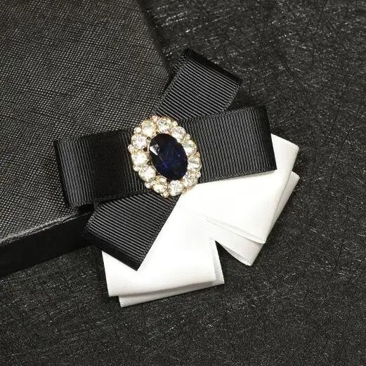 Black White I-Remiel Bowties брошь-Бант Цветок Металлическая Ткань Глод жемчуг булавки и броши корсаж женские броши на лацкан для женщин - Окраска металла: Black White