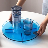 ins nordic acrylic round tray household living room water cup storage coffee tea dessert storage tray