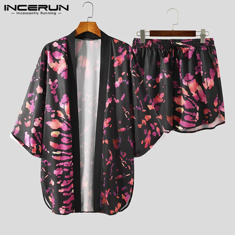 

Комплект из 2 предметов мужской, с принтом, рубашка с рукавом 3/4 и открытым стежком