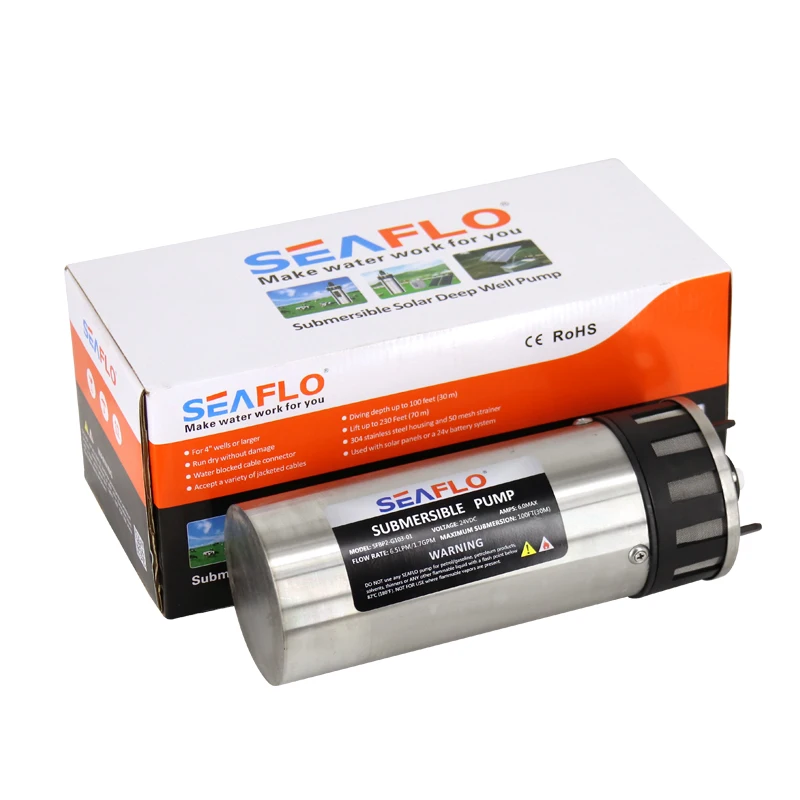 Высокий подъем 70 м Солнечный водяной насос из нержавеющей стали высокого