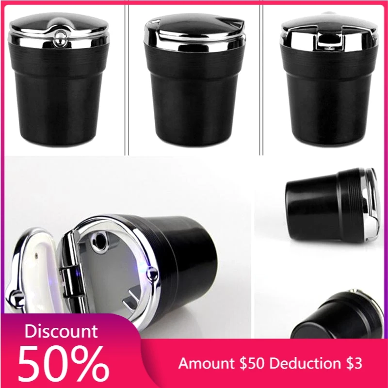 

Car Ashtray With Led Lights With Cover Creative Personality Covered Car Inside The Car multi-function Car Accessories