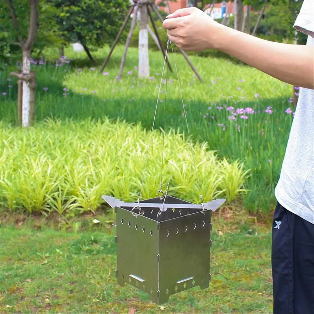 Портативная Сверхлегкая складная деревянная плита горелка из нержавеющей стали