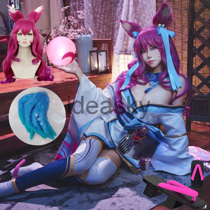 Костюм для косплея LOL Spirit Blossom Ahri костюм Ари парик туфли хвост сексуальное женское