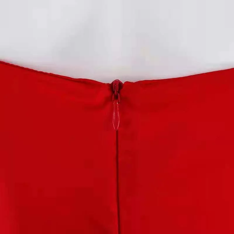 

European And American Women's 2021 New Pure Color Super Elastic Sense Suspender Halter Split Tail Dress Skirt Vfemage Vestido