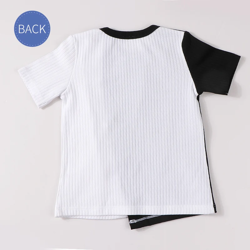 Детская одежда модная контрастная детская футболка для малышей хлопковый топ