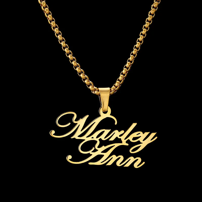 

Customized Name Necklace Stainless Steel Punk Style Pendant Custom Nameplate Necklace Personalized Letter Necklaces Men Chain