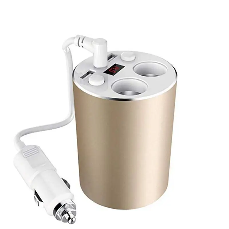 Universal 4 in 1 Dual USB Car Charger 12V/24V + 2 Socket Cigarette Lighter Power Adapter Splitter Voltage Monitor | Автомобили и