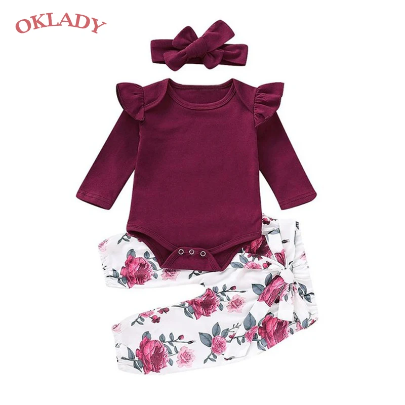 Комплект одежды Oklady для новорожденных девочек с цветочным рисунком милый