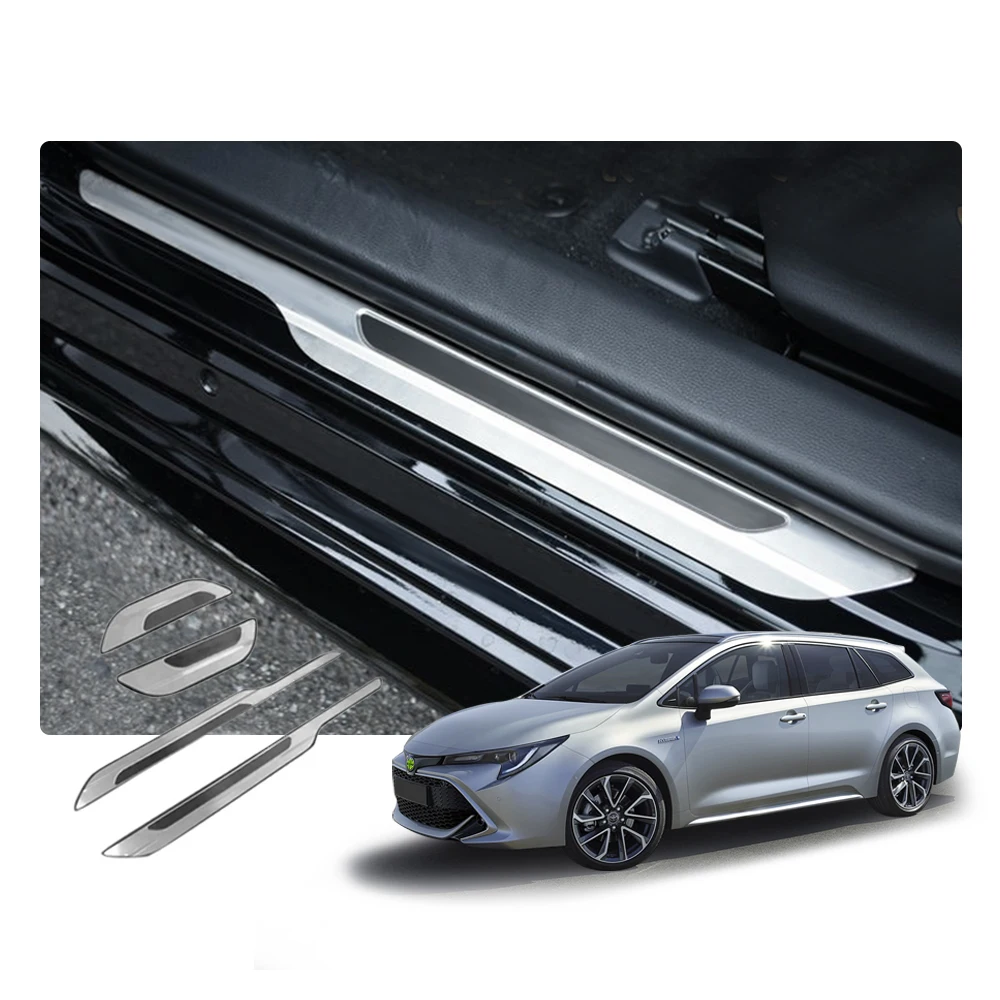 

LFOTPP Car Stainless Steel Door Sill Cover For Corolla E210 2019 2020 Hatchback Door Sill Trim Strip Interior Accessories 4 Pcs