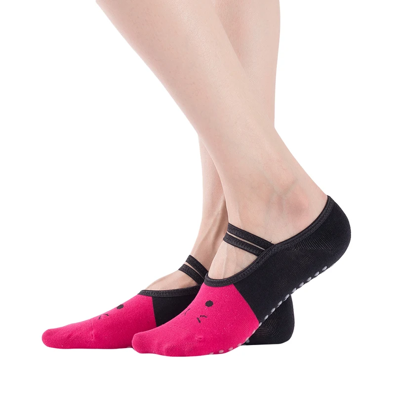 Bandage Yoga Socks for Women Anti-Slip Floor Quick-Dry Backless Pilates Ballet Cat Print Sportswear Accessories | Спорт и