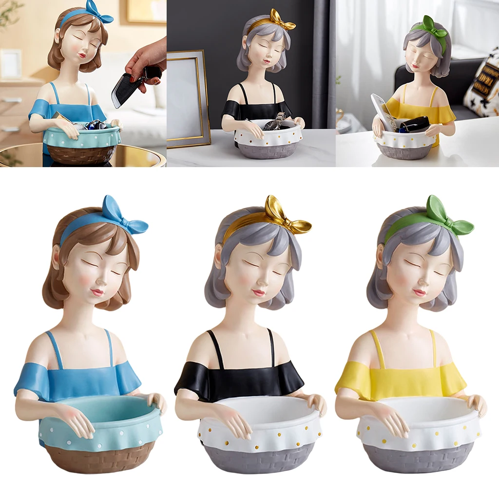 

Modern Girl Figurine Statue Storage Basket Living Room Desk Wedding Decor