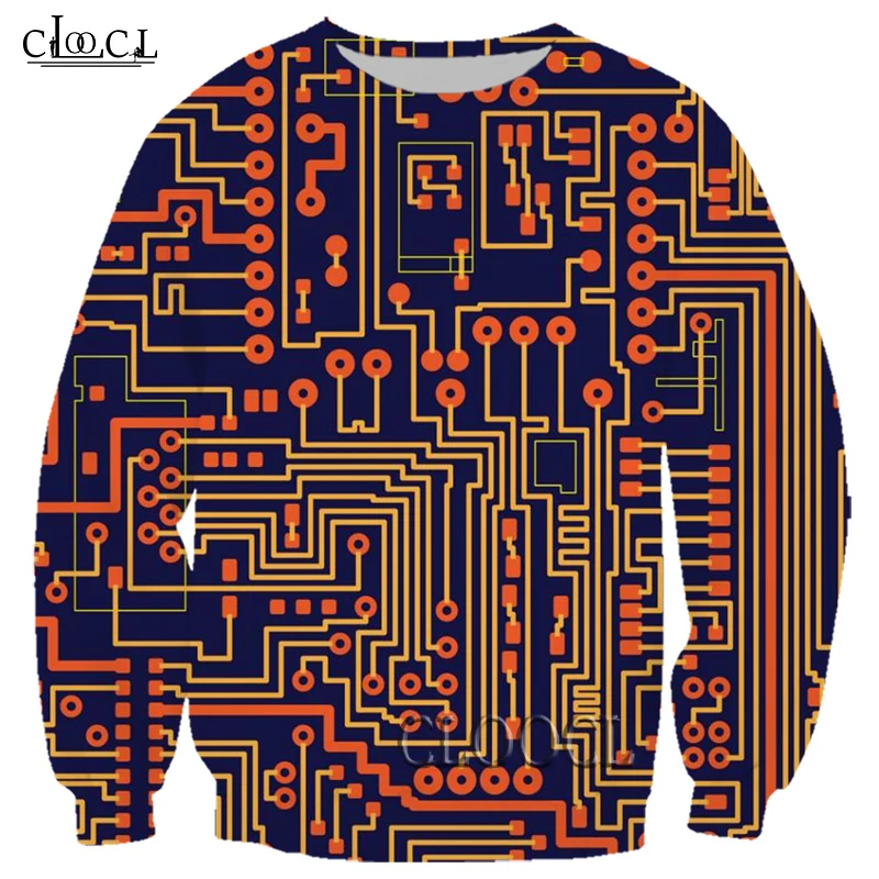 

HX Fashion Men Women Electronic Chip 3D Print Sweatshirt Harajuku Autumn Streetwear Unisex Casual Pullover Tops Drop Shipping