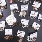 6 паруп. большие эффектные серьги с жемчугом и кисточками акриловые Висячие длинные Винтажные серьги 2020 женские серьги-гвоздики кольца аксессуары