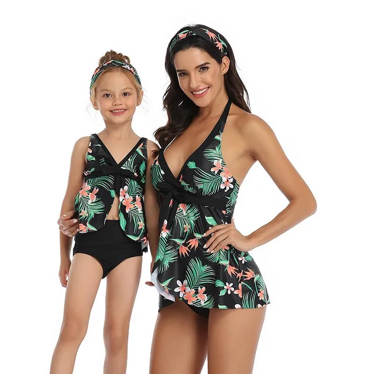 Loozykit Family Matching Look Mum Swimwear Mommy And Me Swimsuit Mother Daughter Clothes Dresses High Waist Bikini Beachwear | Мать и