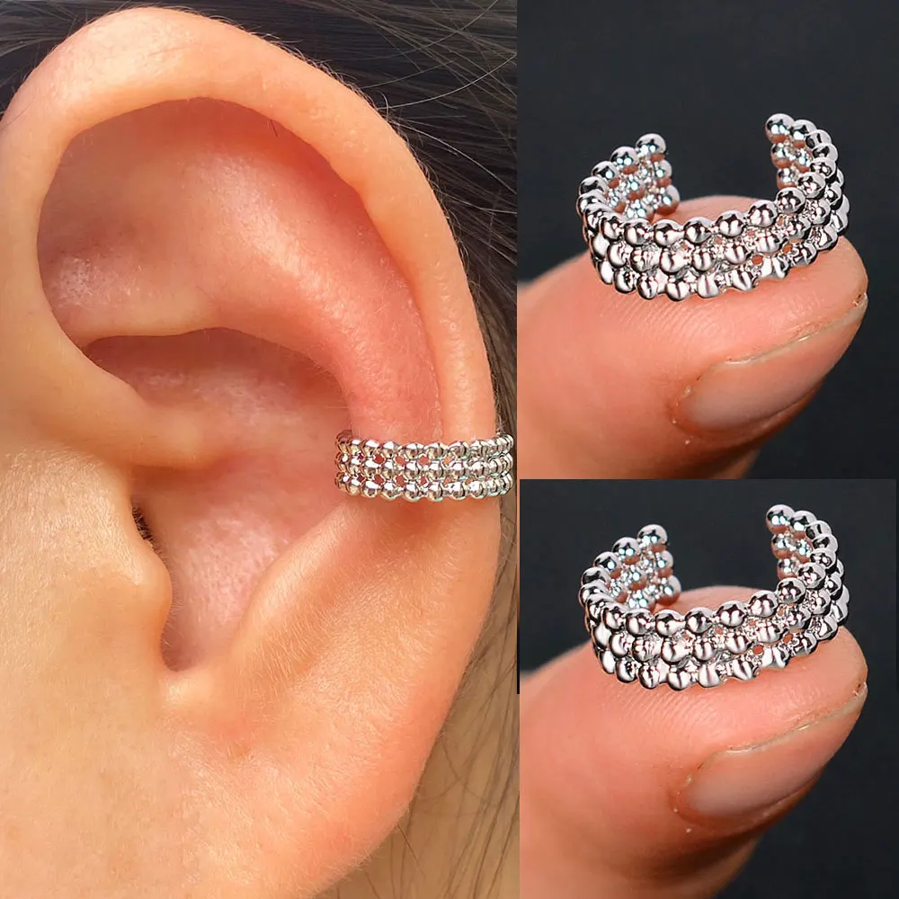 2022 Hot Wrap Clipcuffs Statement Clip on Earrings Without Piercing Cartilage Cuffs for Women Girl Geometry Ear Cilps 2Pc - купить по