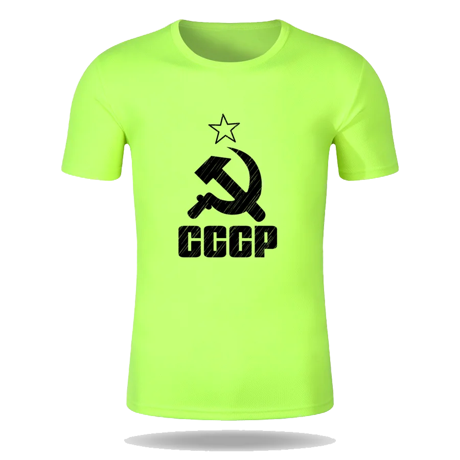 

Забавная быстросохнущая летняя футболка унисекс, Россия, CCCP 1, высокое качество, стиль пары, круглый вырез, футболка для бега