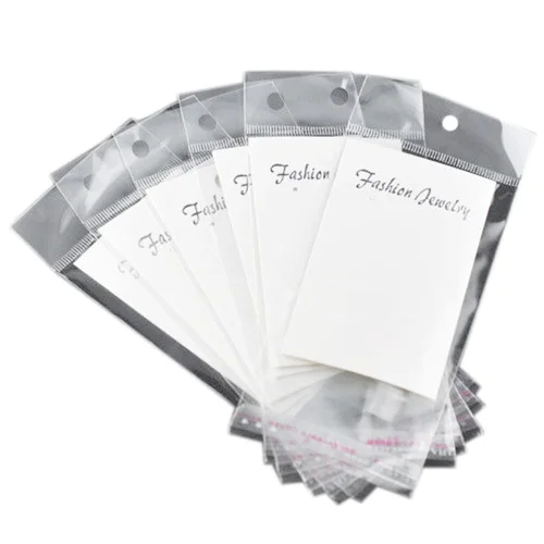 

100 White Earring Display Cards with Self Adhesive Bags
