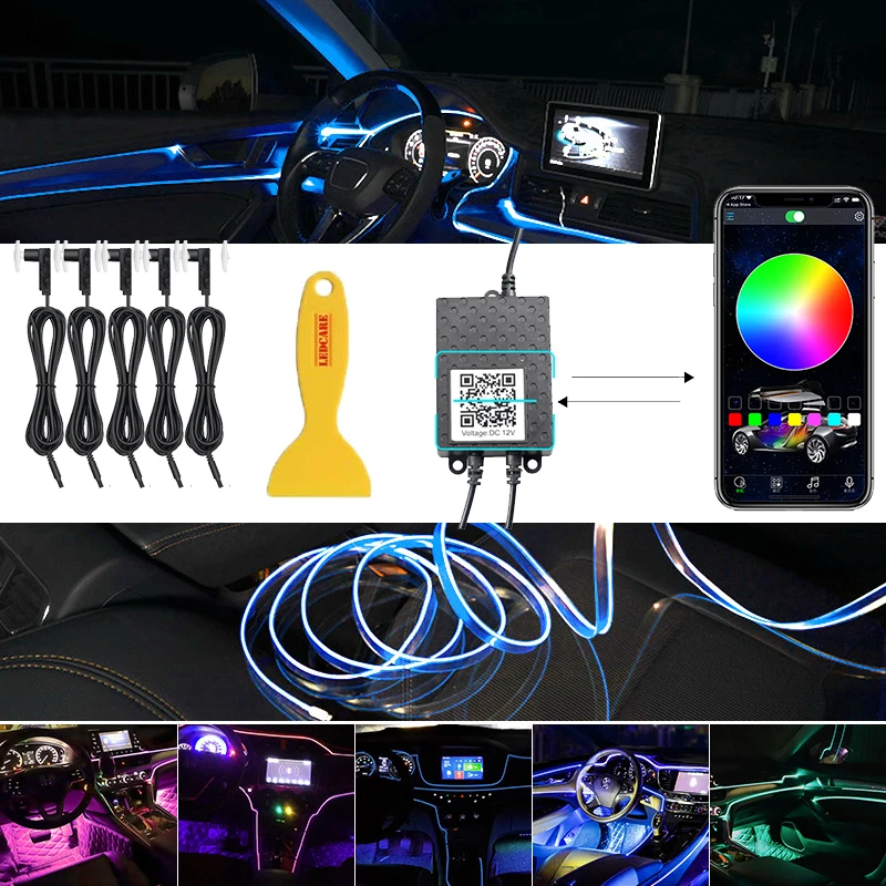 

Super Bright Self-designed Music Auto Accessories Interior Decoration Ambient Cold Led RGB Dashboard Neon Light Strip For Cars