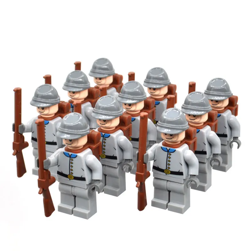10 PCs South Новинка года: американский солдат из серии "Civil War Soldier North US Revolution War MOC", строительные блоки, кирпичи, строительные игрушки - Цвет: 10 PCs South