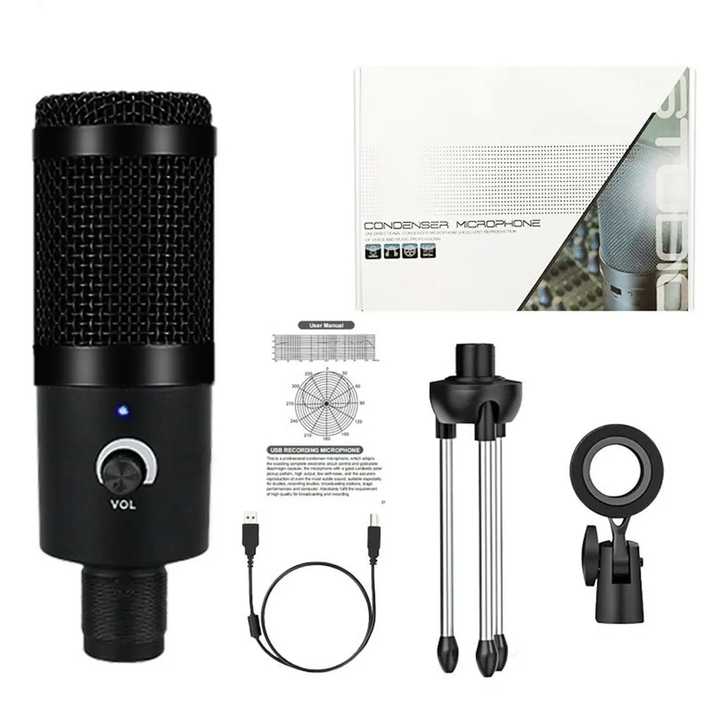 

Metal USB Condenser Recording Microphone For Laptop Windows Cardioid Studio Recording Vocals Voice Over for YouTube