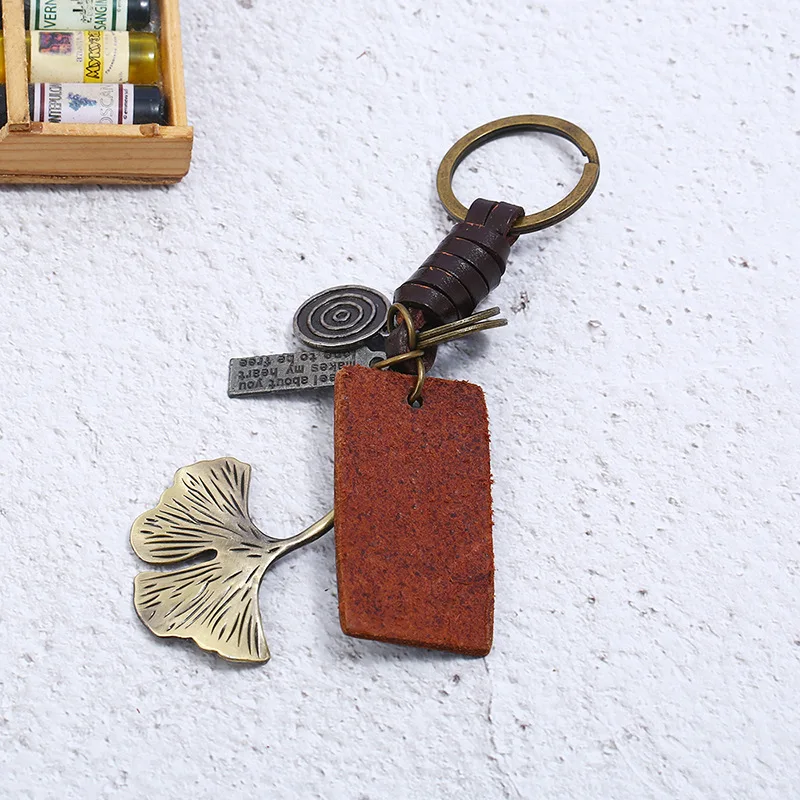 Винтажный брелок в виде листьев гинкго билоба подвеска на удачу для ключей