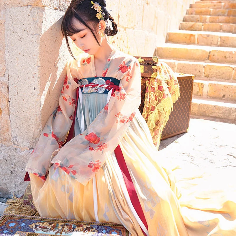 

[Long Life, Dragon Girl ] 3 Meters, 6 Meters Skirt Length Chest-Length Shirt And Skirt Tang Hanfu Female