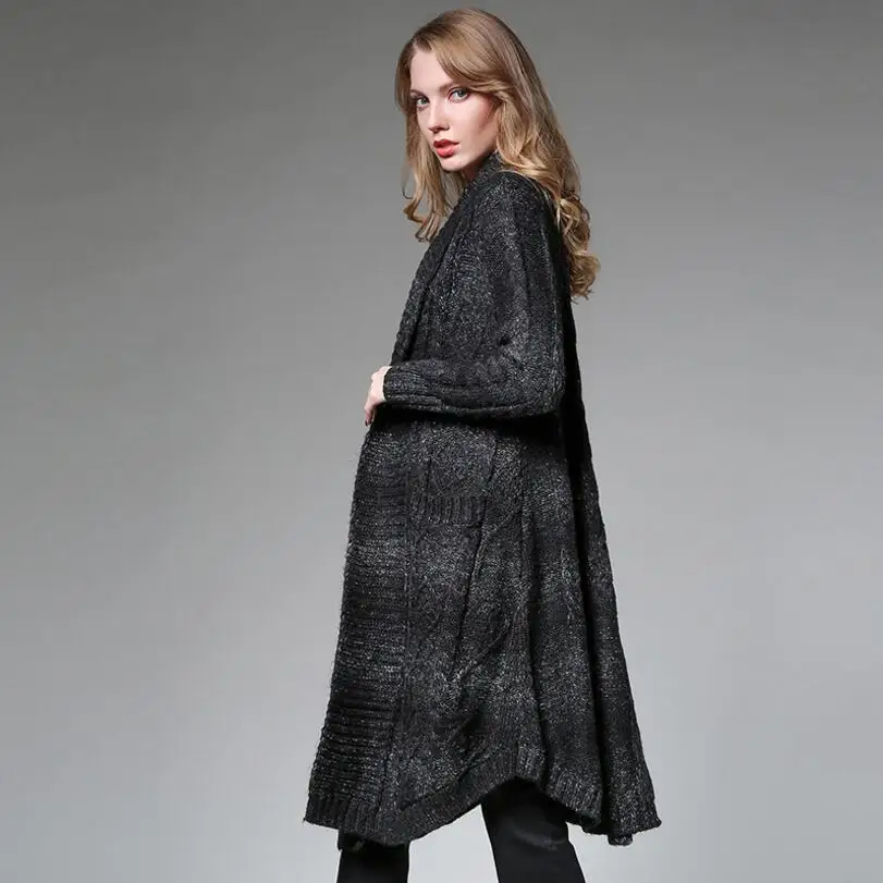 

United Europe The States Large Size Autumn And Winter Loose Long Paragraph Cardigan Jacket Korean Version Women's Coat/m-5xl