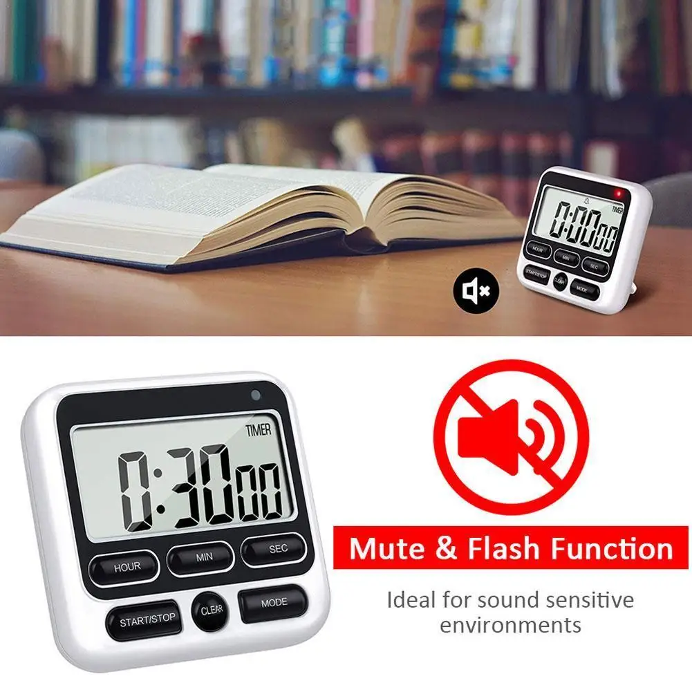 

1pc Digital Kitchen Timer Support Magnetic Support Alarm Countdown Timer Alarm Mini Clock Lcd Digital Big X8F6