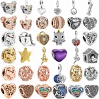 2021 новые оригинальные бусины в виде дерева, цветка, птицы, мыши, сердца, подходят для шармов Пандоры, серебряный цвет, браслет для женщин и девушек, DIY модные украшения