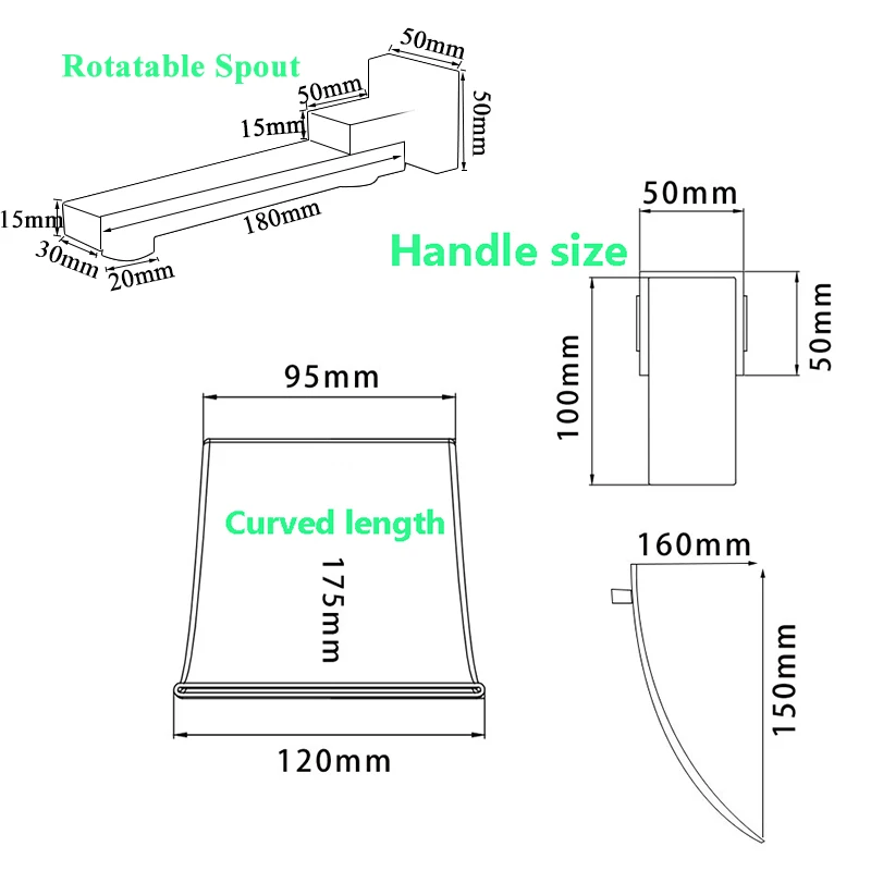 Смесители для раковины с носиком водопада двойным отверстием широкий кран