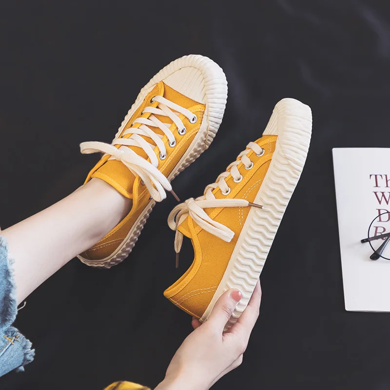 Женские парусиновые туфли повседневная обувь в Корейском стиле белые весна-лето