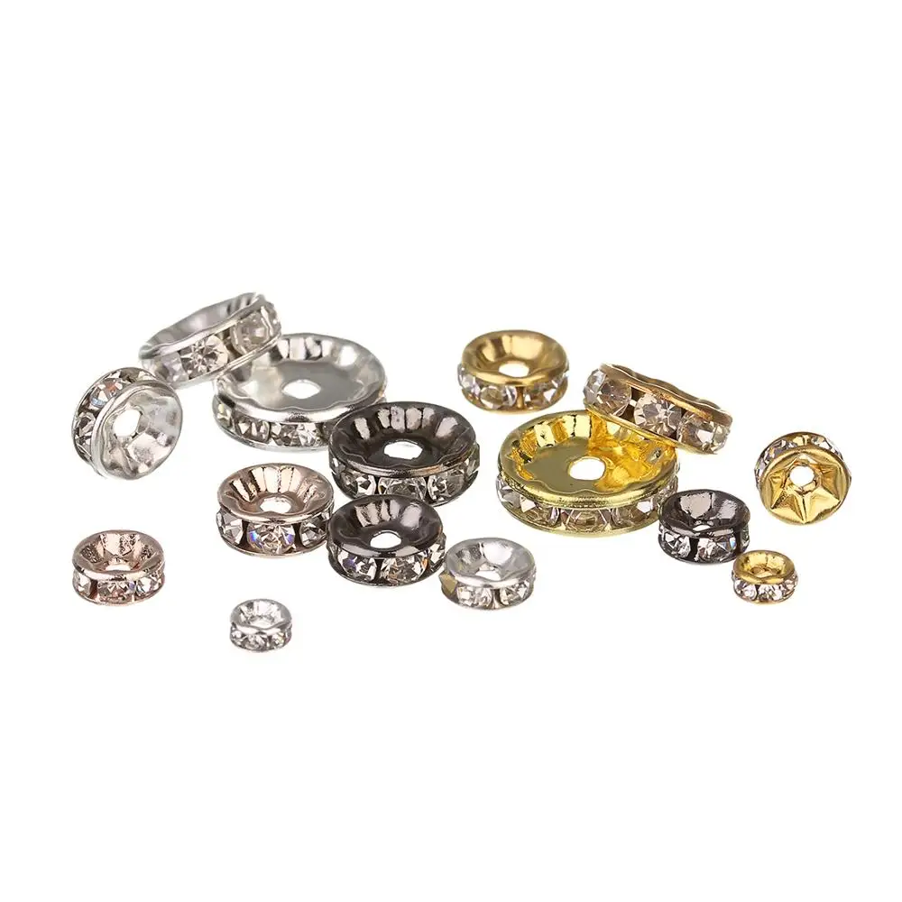 50pcs/lot 4 6 8 12mm Rhinestone Rondelles Crystal Bead For DIY Jewelry Making Loose Spacer Beads DecorationAccessories Supplie | Украшения