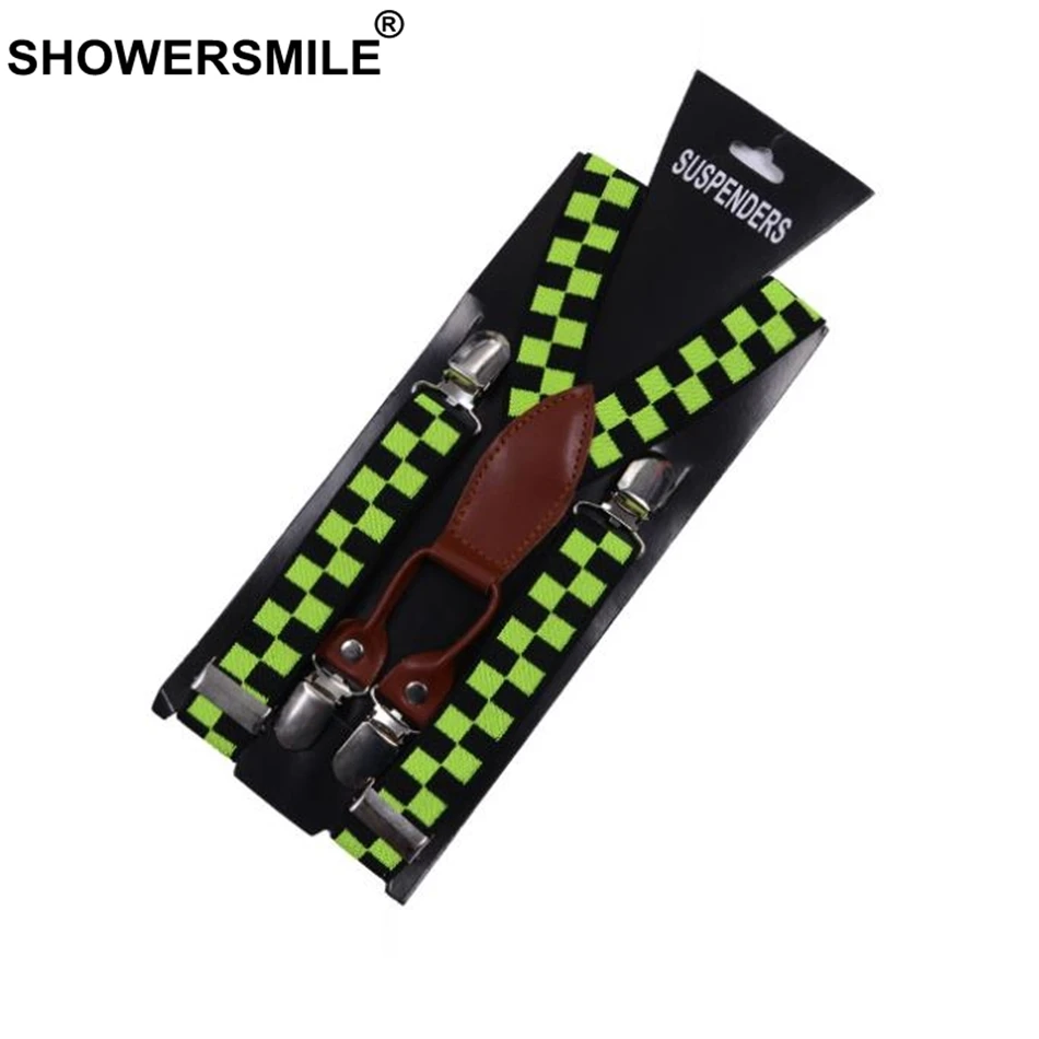 SHOWERSMILE подтяжки для женщин, кожаный сплав, 4 зажима, подтяжки, желтые тиранты, женские подтяжки для взрослых, подтяжки для брюк