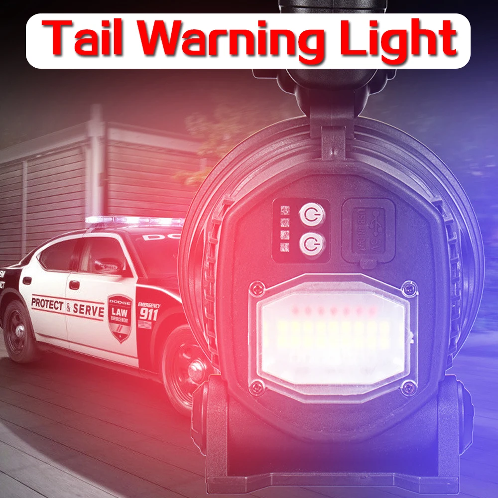 구매 야외 핸드 헬드 LED 손전등 USB 충전식 토치 고출력 강한 빛 서치 스포트 라이트 방수 작업 빛