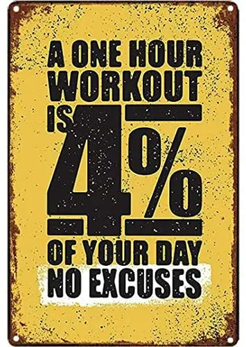 

Free Pintree Original Retro Design A One Hour Workout Tin Metal Signs Wall Art | Thick Tinplate Print Poster Wall Decoration for