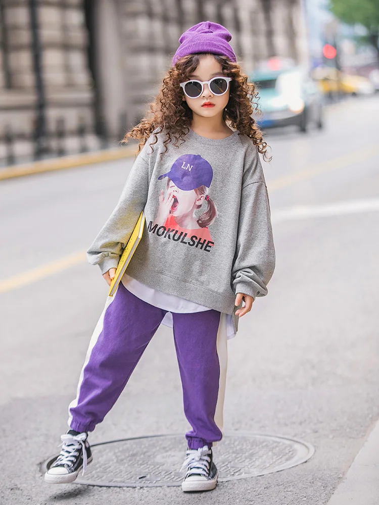 

Спортивный костюм для девочек, свитшот с принтом + брюки, 12, 2020