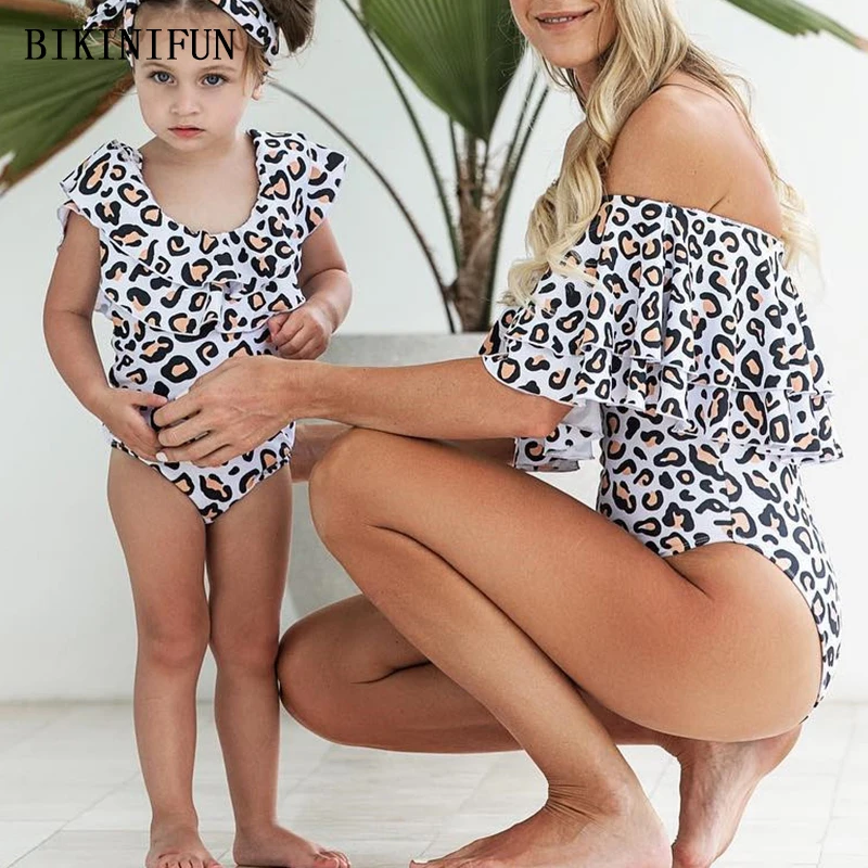 Новинка 2020 купальник для родителей и детей женский с леопардовым принтом