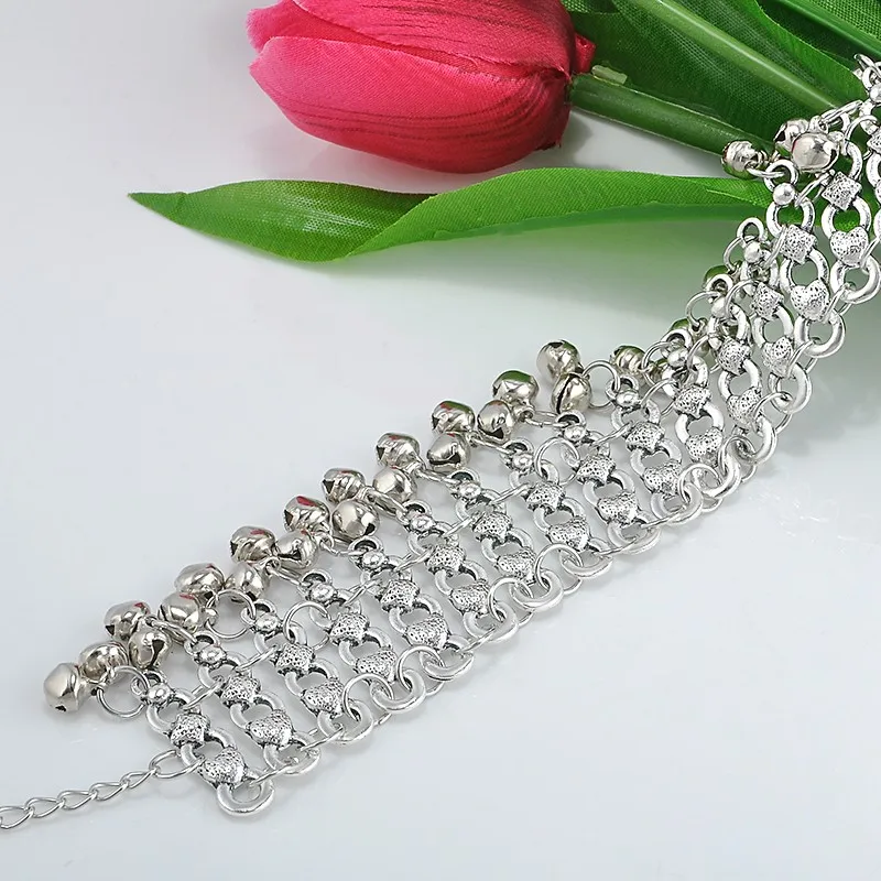 Модный сексуальный Античный Серебристый браслет на ногу с цепочкой бусинами