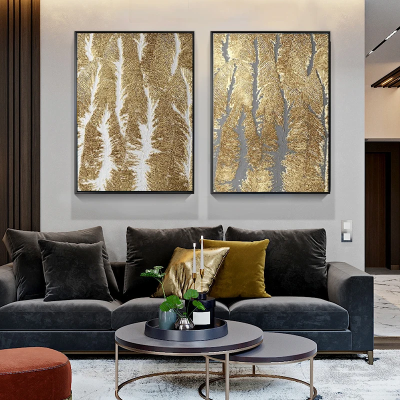 

Abstract Art Canvas Paintings Prints Wall Posters Decoration Minimalist Gold Pattern Paintings for Living Room Home Wall