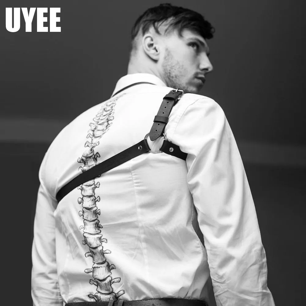 UYEE кожаный ремень для мужчин ремни для мужчин готические Подвески модные Наплечные ремень чулки цепь Harajuku сексуальный интимный бондаж панк