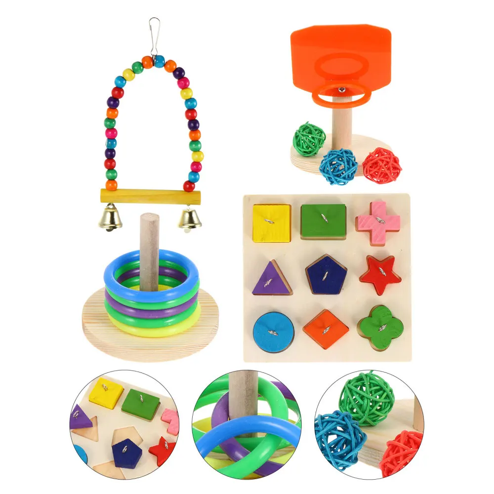

4 Sets Bird Trick Tabletop Toys Training Toys Colorful Parrot Educational Toys