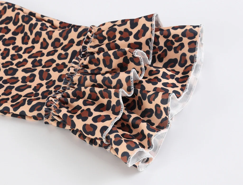 Футболка для маленьких девочек + леопардовые брюки модные леггинсы штаны с