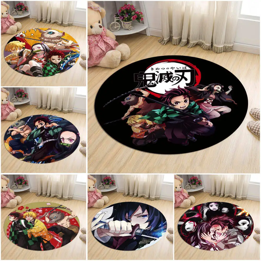 

Anime Rug Round Demon Slayer Carpet Kitchen Bedroom Mat Bathroom Non-slip Mat Pad Gift Toys for Kids Friend