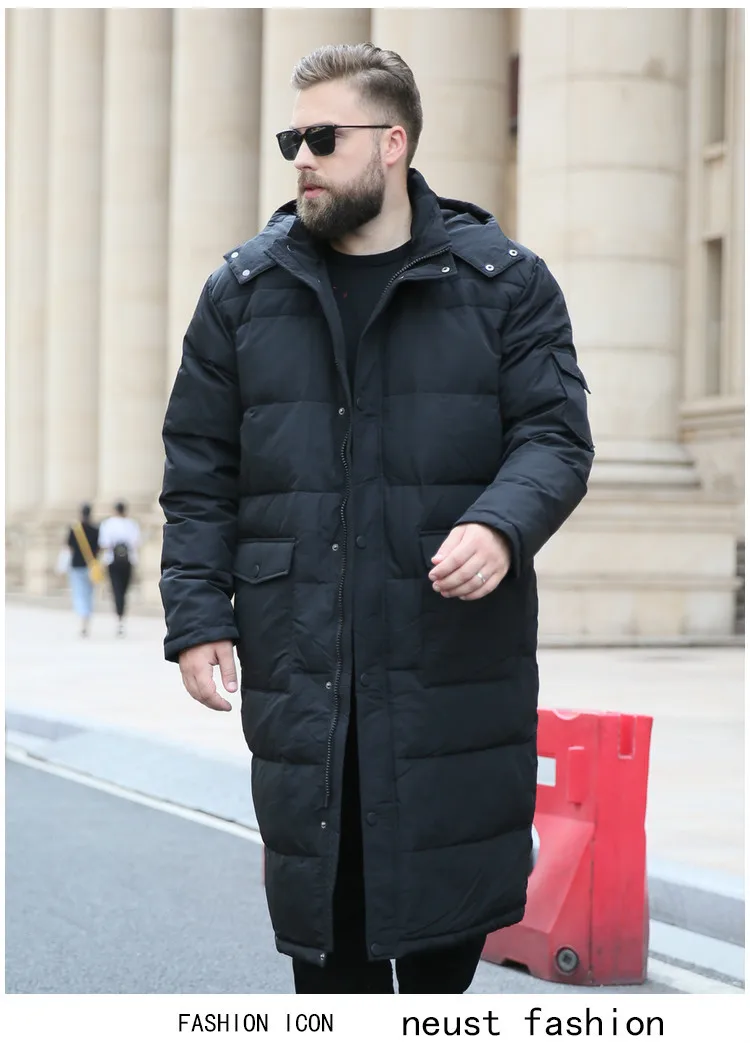 XL-7XL, 8XL, 9XL, 10XL, зимний теплый пуховик, плюс удобрение, большой размер, с капюшоном, Повседневный, мужской пуховик