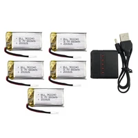 5pcs 3 7v 550mah battery with 5 in 1 charger for sp300 zf04 gesture sensing quadcopter drone battery