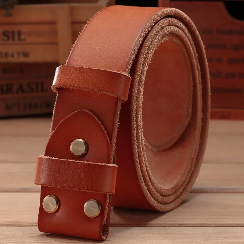 camel without buckle Кожаный ремень без золотистой гладкой пряжки для мужских ремней, роскошные ковбойские ремни, верблюжья, коричневая Пряжка известного бренда, 3,8 см, высокое качество - Цвет: camel without buckle