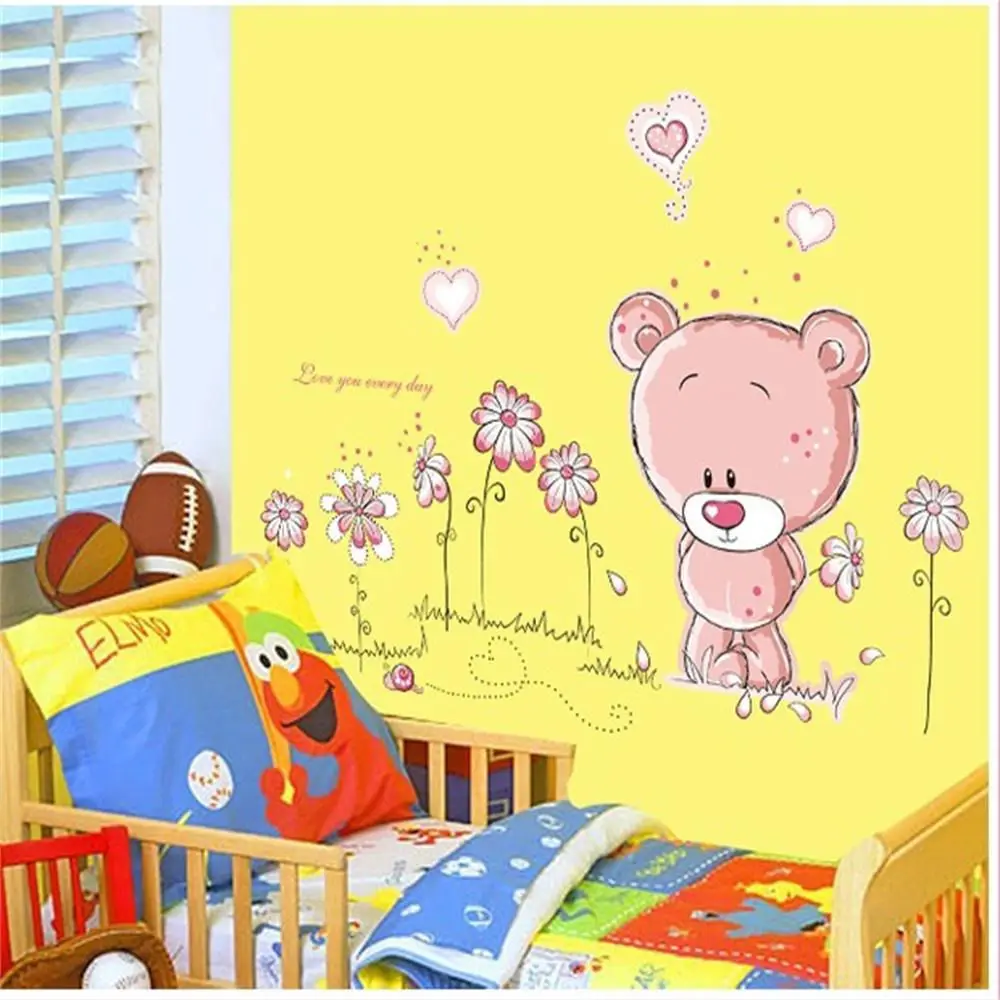 1 шт. мультяшная Наклейка на стену ПВХ черная наклейка s медведь художественный