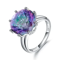 gems ballet classic round colorful rings natural rainbow mystic quartz ring 925 sterling silver fine jewelry for women wedding
